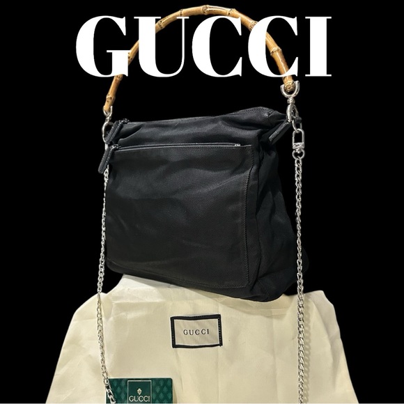 Gucci Handbags - Authentic Vintage Gucci Black Bag with Bamboo Accent handbag